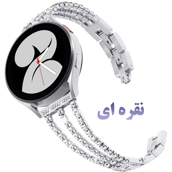 بند استیل نگینی مدل three line مناسب برای ساعت های هوشمندسامسونگ گلکسی واچ