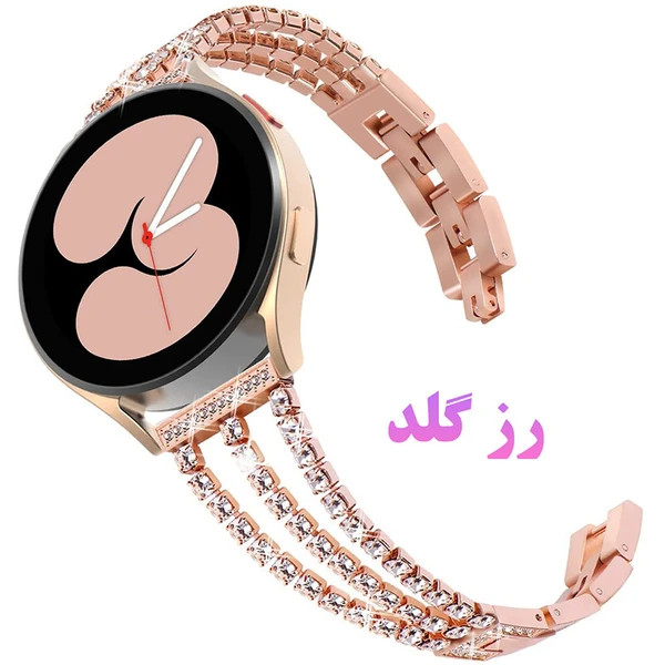 بند استیل نگینی مدل three line مناسب برای پینی 20 و 22 میلیمتر