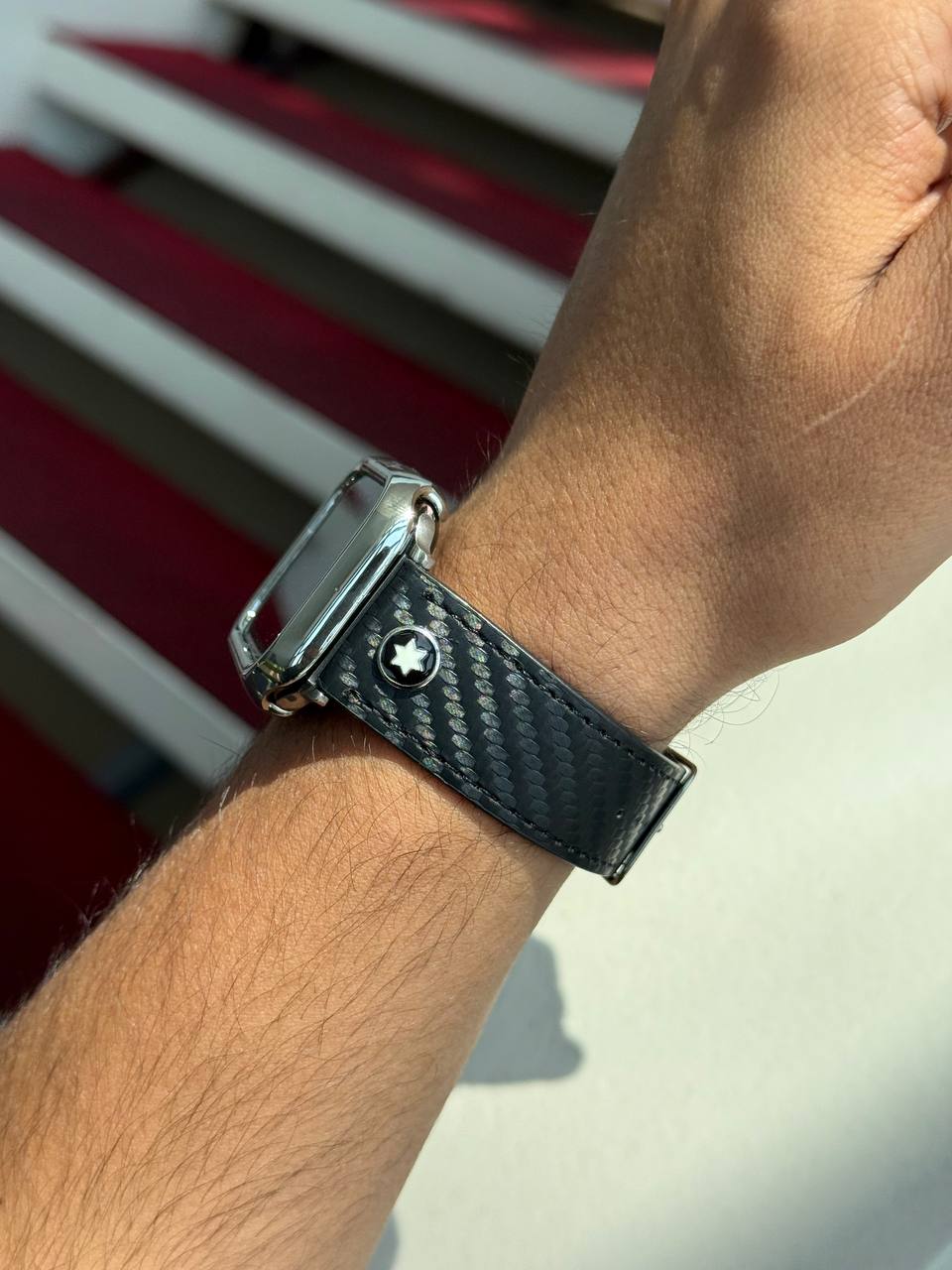 بند چرمی اپل واچ مدل مون بلان Montblanc
