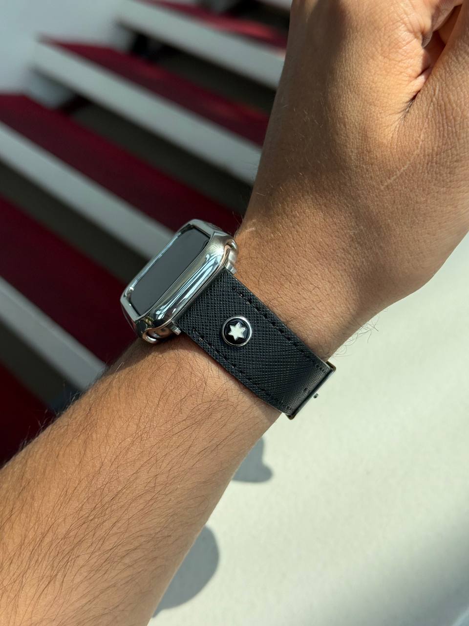 بند چرمی اپل واچ مدل مون بلان Montblanc