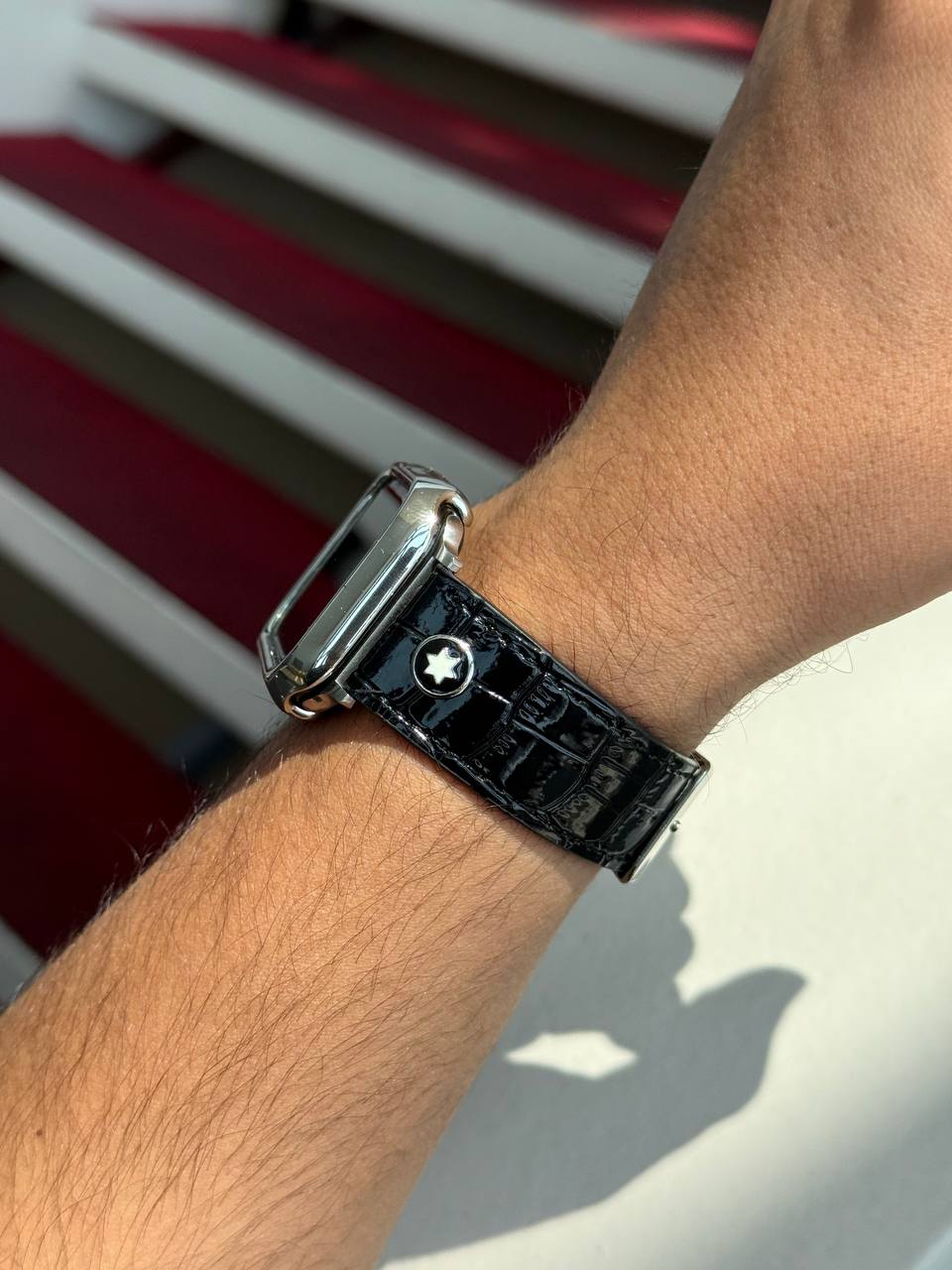 بند چرمی اپل واچ مدل مون بلان Montblanc